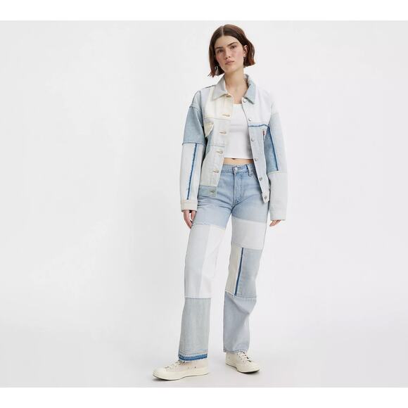 Levi’s 90s Freehand Folk Jeans Serious Sizzle Size 24 Light Wash Denim Patchwork - Picture 10 of 11